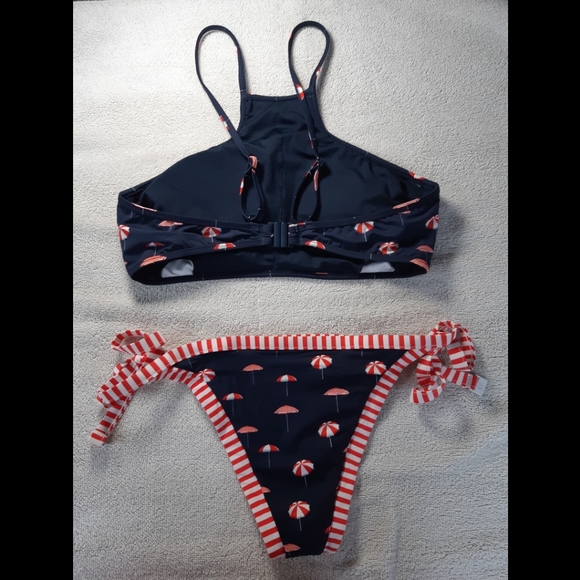 Xs, navy blue with graphic bikini set - Picture 4 of 5